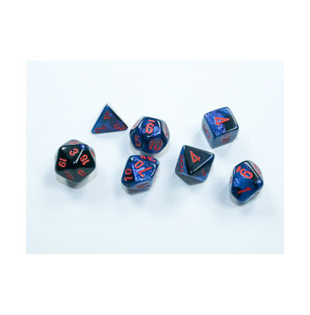 Gemini® Mini-Polyhedral Black-Starlight&trade;/red 7-Die Set